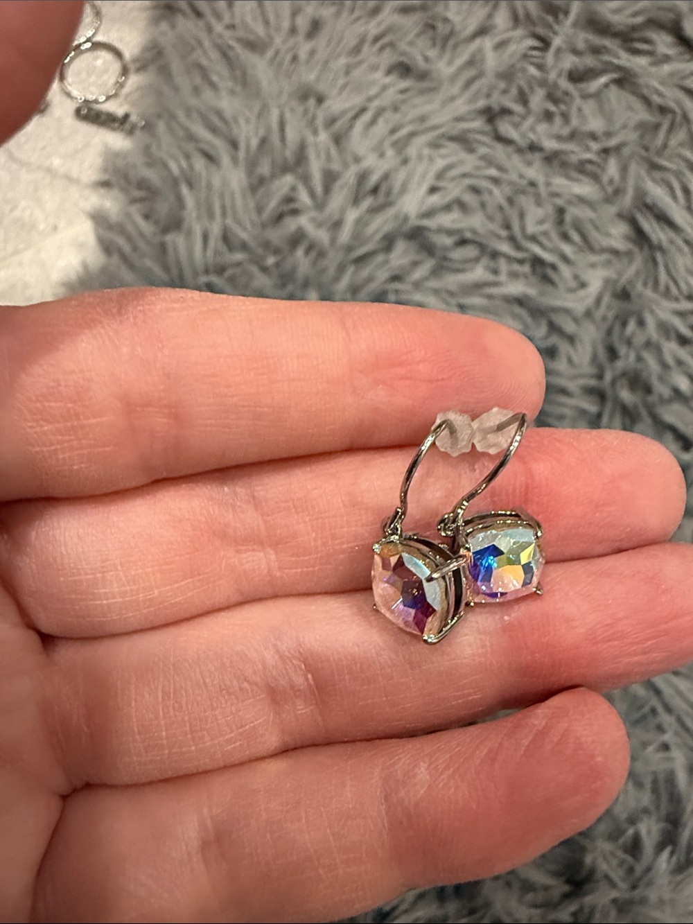 Origami Owl Iridescent Crystal Drop Earrings